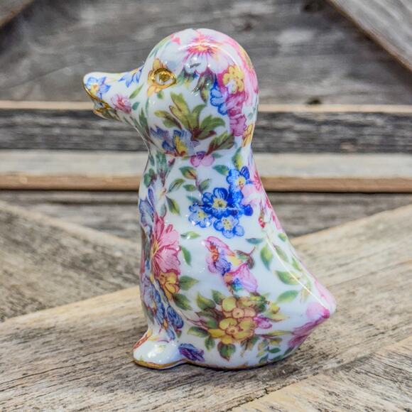 1980 Vintage Nantucket Chintz Porcelain Duck Figurine w/ Gold Accents, 3.5”H - Picture 8 of 10